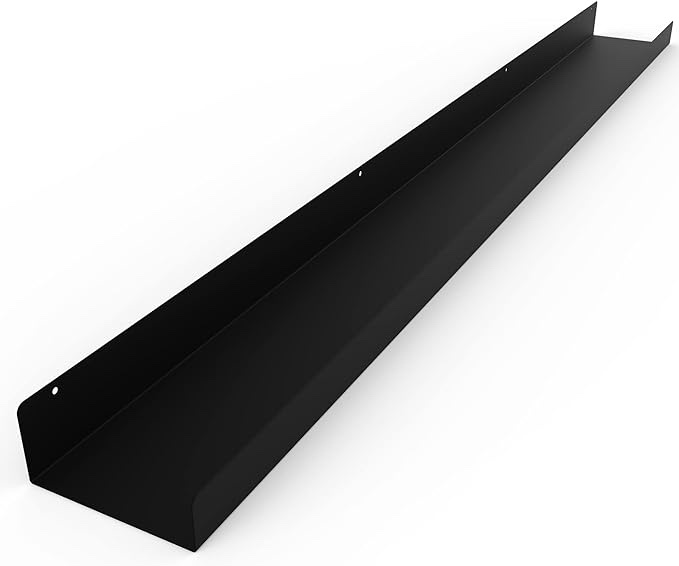 DIY CARTEL Made in USA Floating Metal Wall Shelf Picture Ledge - USA Manufactured Steel - Industrial Heavy Duty Modern Farmhouse Rustic Designed Shelf (60in Black)