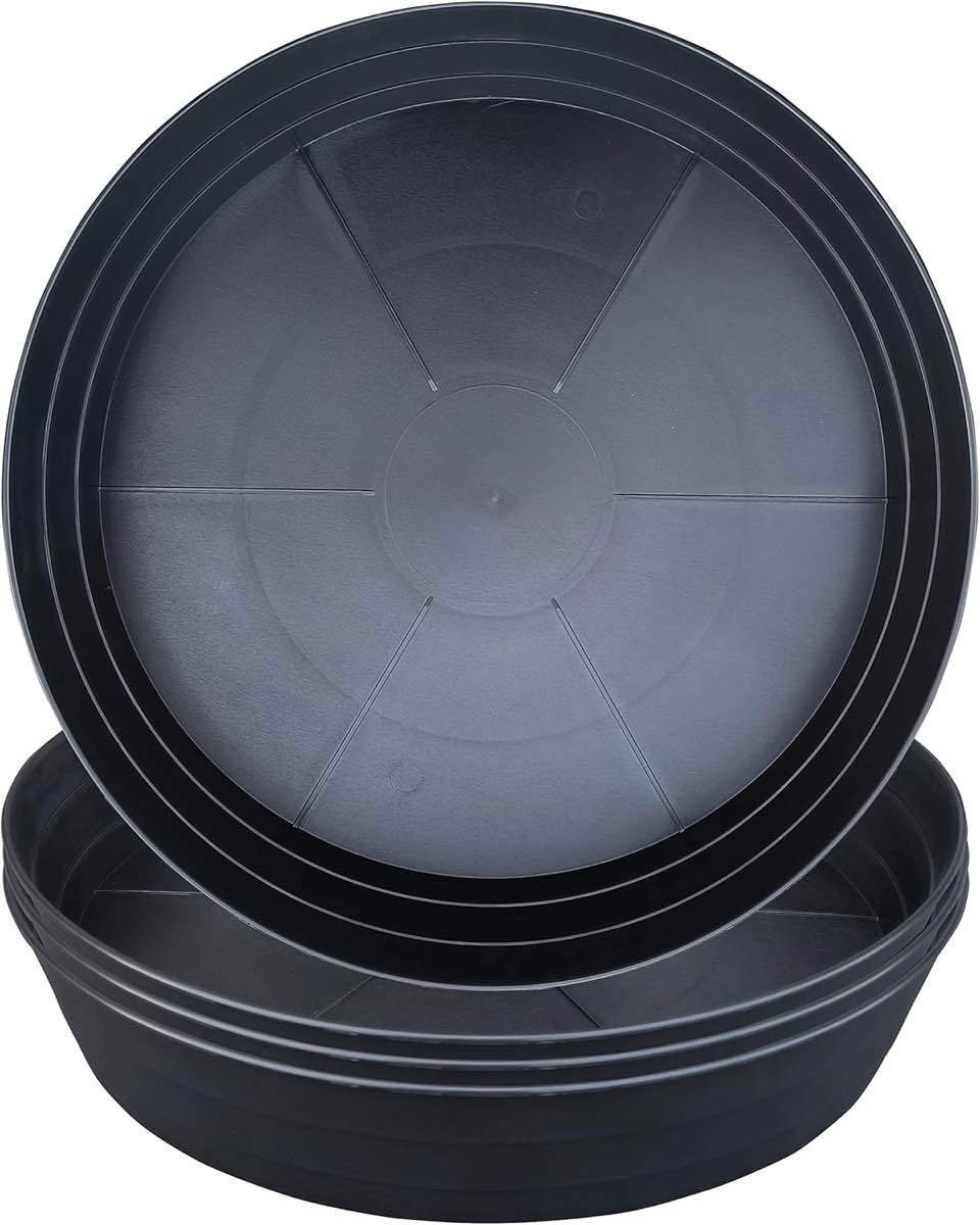 20 Inch Extra Large Plant Saucers, Extra-Deep 3.7 in Black Drip Trays for Flower Pot, Heavy Duty Drainage Tray Indoors No Holes, 2 Pack Plastic Planter Plate Water Catcher for Pots Base 16 17 18 in