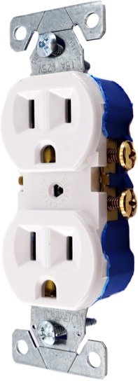 EATON 270W Standard Duplex Receptacle, 2P, 3W, 15A, 125V, White (100-Pack)
