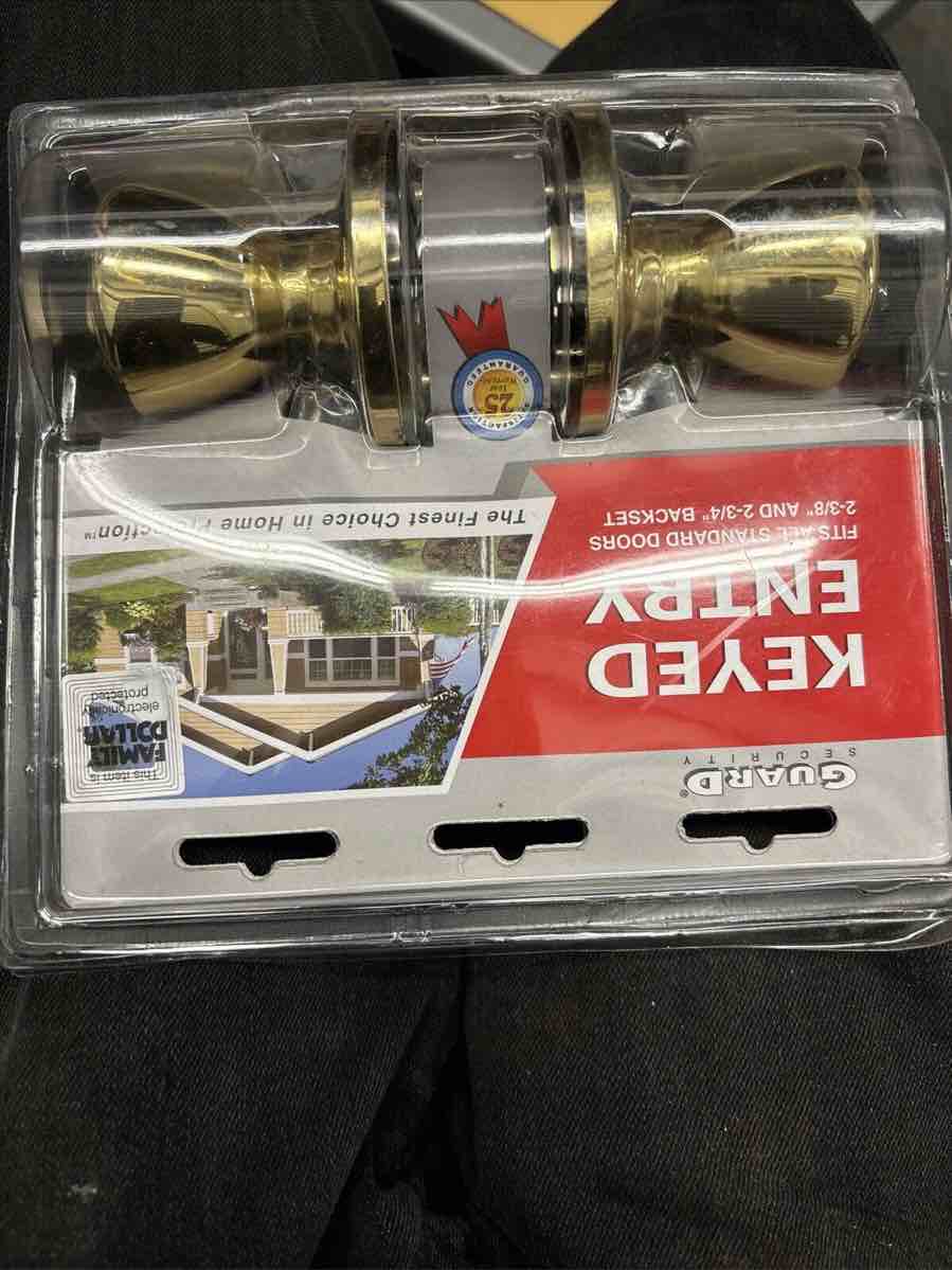 Guard Security Brass Polished Door Knob Keyed Entry Lockset 1990FDS