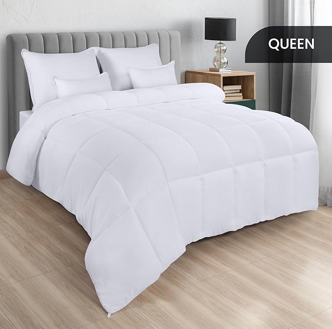 Utopia Bedding Comforter - All Season Comforters Queen Size - Plush Siliconized Fiberfill - White Bed Comforter - Box Stitched