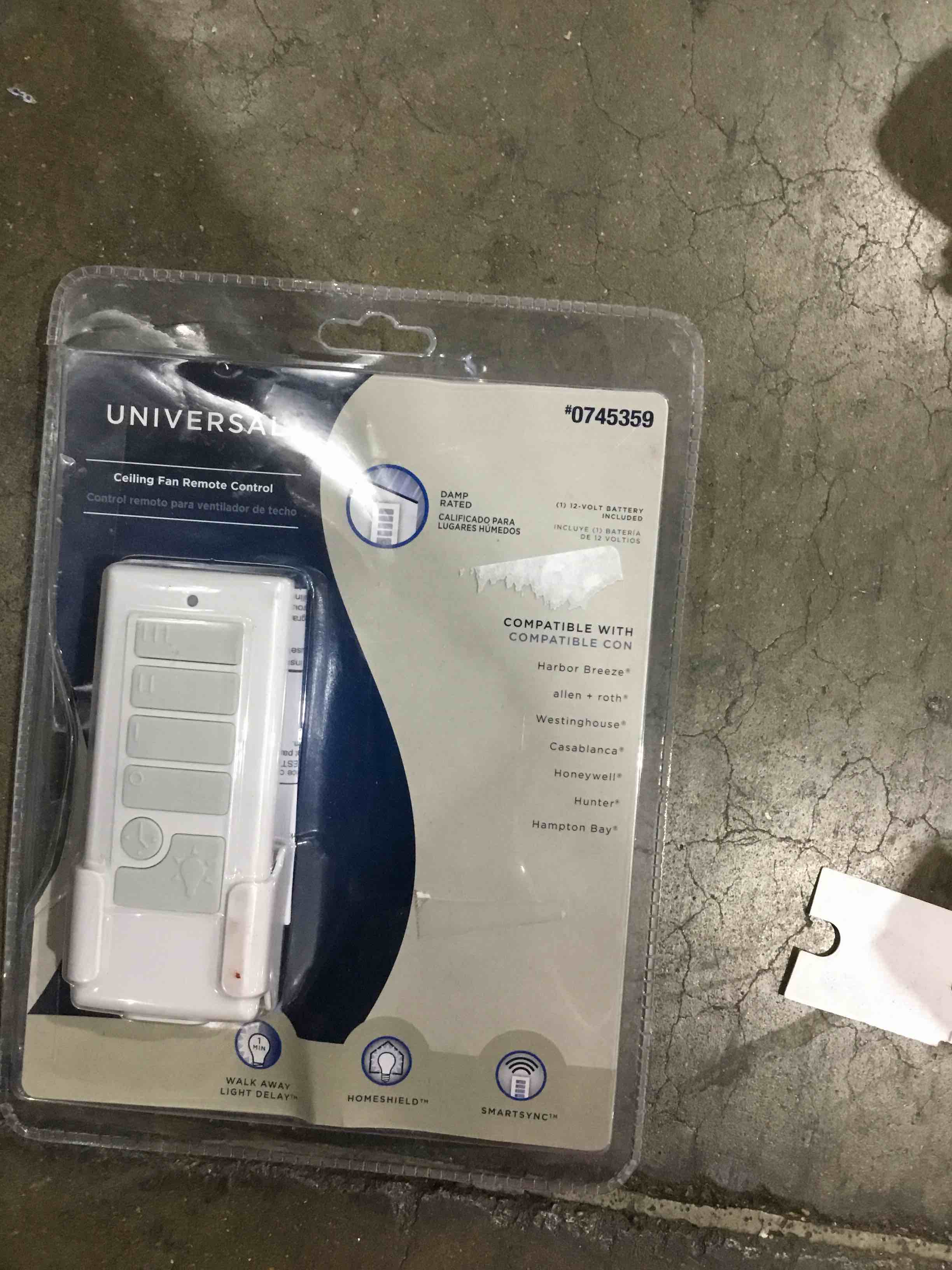 Harbor Breeze 40837 Off-White Handheld Universal Ceiling Fan Remote Control