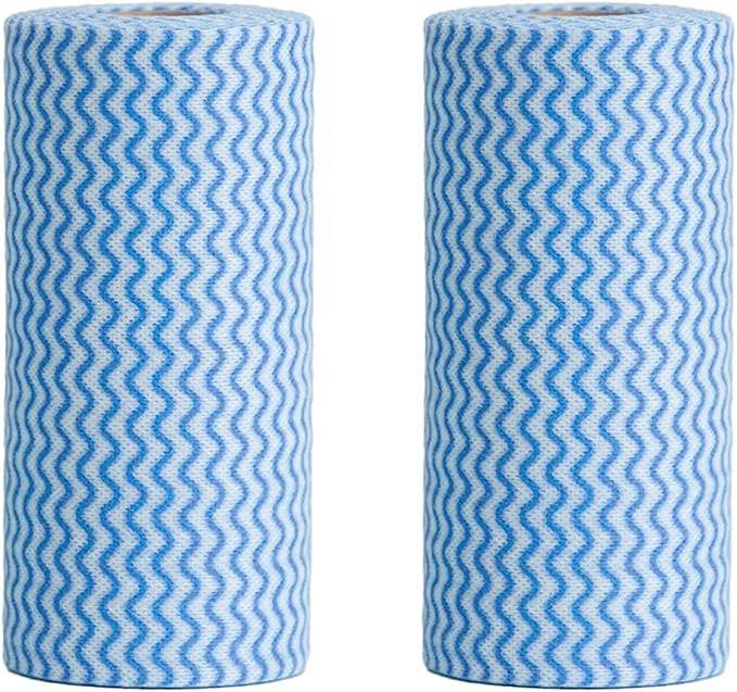 Disposable Dish Cloths Roll Reusable Kitchen Towels Heavy Duty Blue Cleaning Rags for Kitchen All Purpose Disposable Cleaning Towels 50 pcs