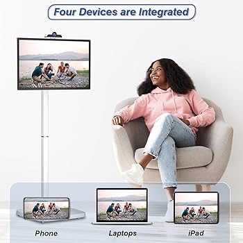 StanbyMe - Cmara incorporada de 27 pulgadas, monitor porttil de pantalla tctil oncell enrollable con ruedas, batera incorporada (4-6H), rotacin giratoria completa, control remoto