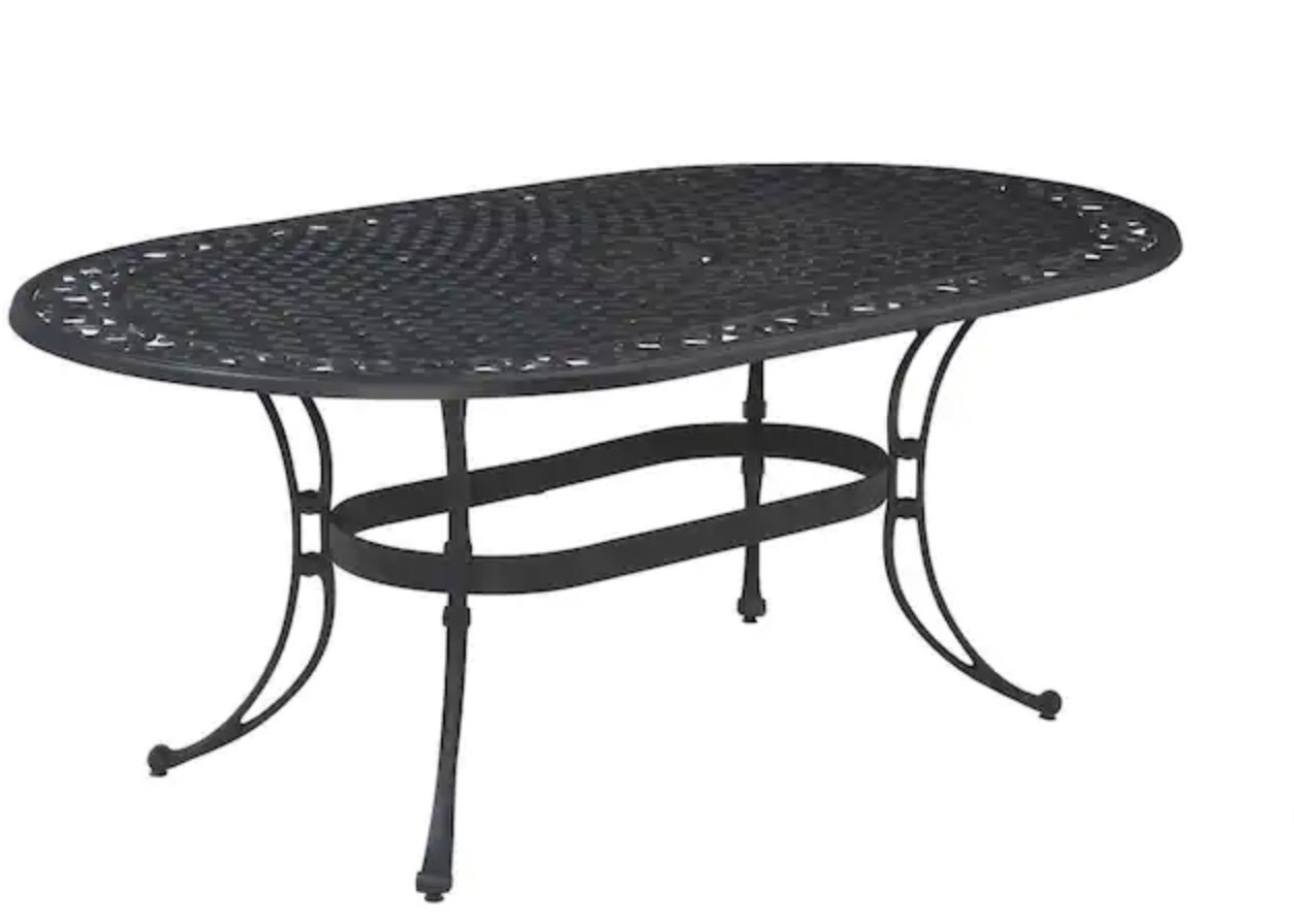 Sanibel 72 in. Black Oval Cast Aluminum Outdoor Dining Table