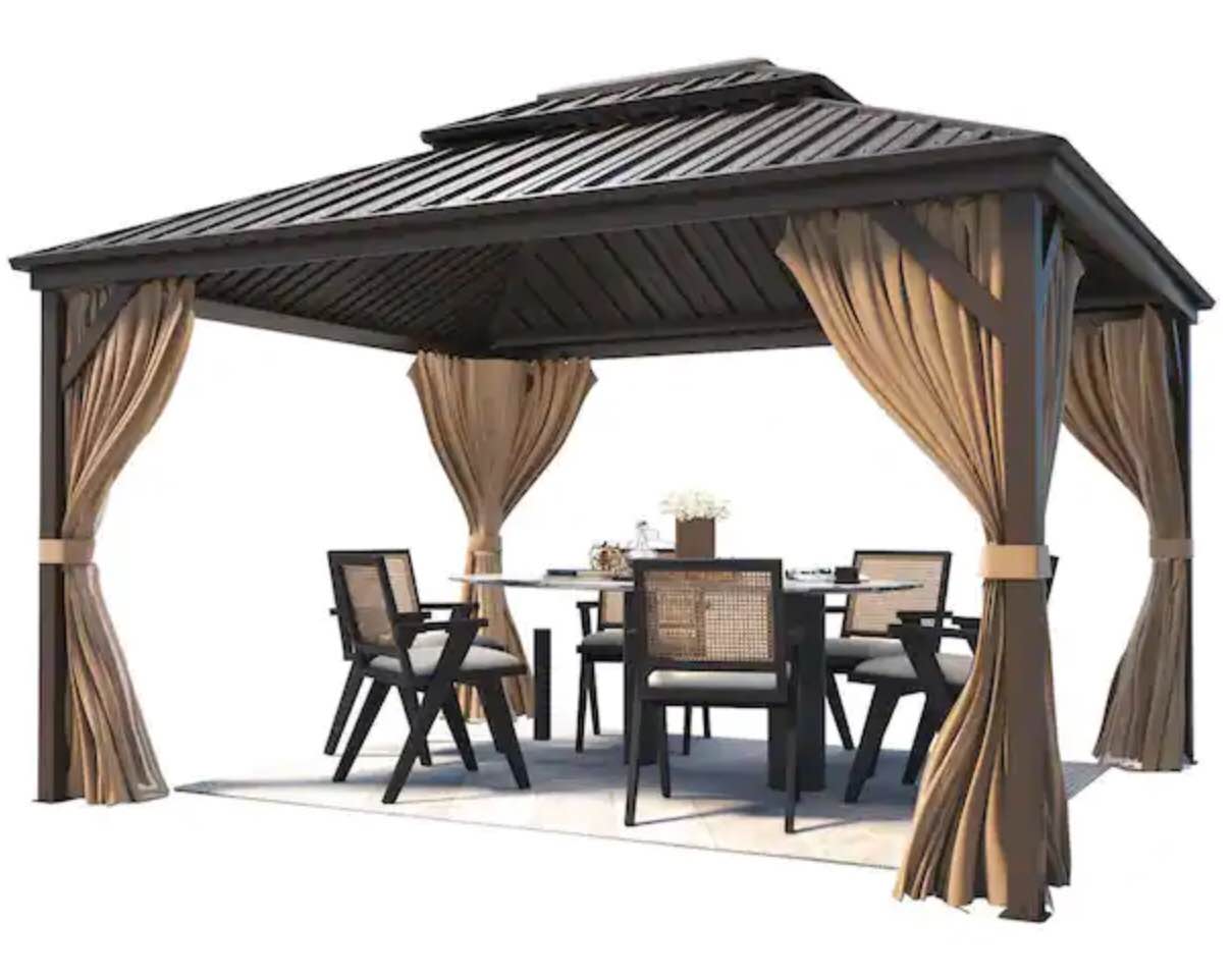 8 ft. x 11 ft. Erommy Metal Patio Gazebo XWG-213TN-B1 (incomplete)