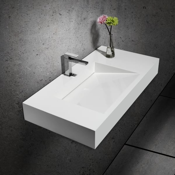 homary Ceramic Rectangular Wall Mount Bathroom Sink
