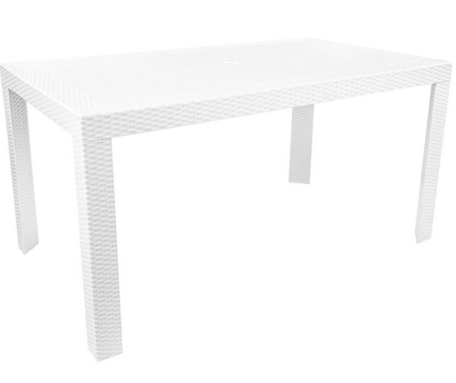 LeisureMod Mace Weave Design Outdoor Dining Table in White - LeisureMod MT55W