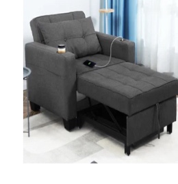 Square Arms Reclining Chaise Lounge with Storage( Incomplete box 2 of 3) cushions only