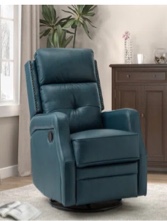 Hansin 28.74" Wide Genuine Leather Swivel Rocker Recliner