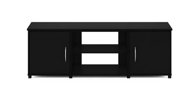 Furinno Montale TV Stand with Doors for TV up to 65 Inch, Black Oak