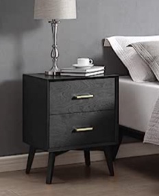 Classic Brands Canton Two Drawer Nightstand Bed Side Table, Black (loose hardware)   