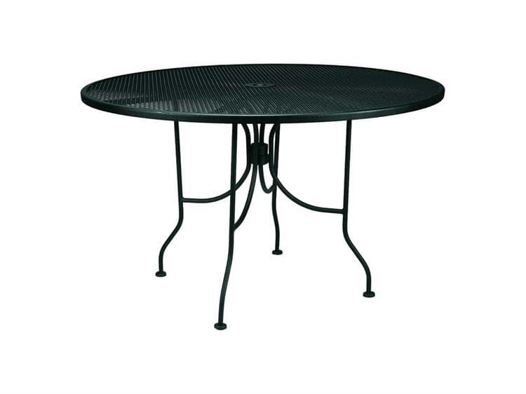 Meadowcraft Mesh Wrought Iron 36'' Wide Round Dining Table with Umbrella Hole