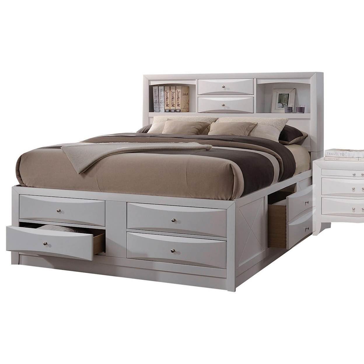 Queen Bed w/Storage Ireland Storage - White Collection by Acme Furniture (box 4 of 4)