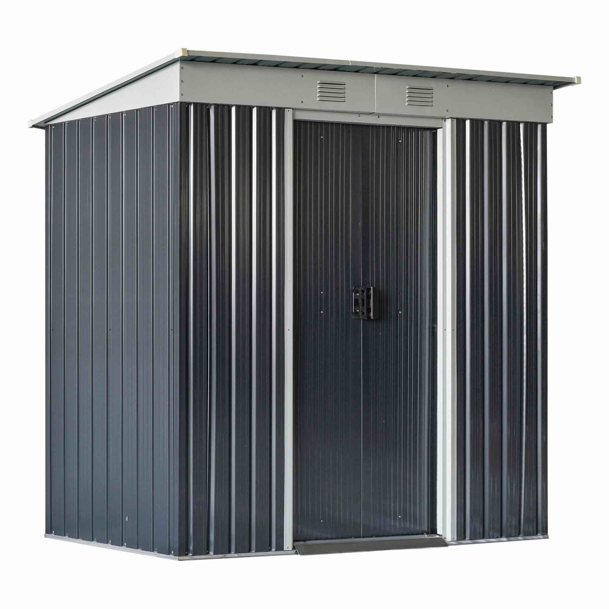 Outsunny 7' x 4' Metal Outdoor Storage Shed, Garden Tool Storage House Organizer with Sliding Doors, Lock and 2 Vents, for Backyard Patio Lawn, Black (box 1 of 2, similar to stock image) INCOMPLETE 