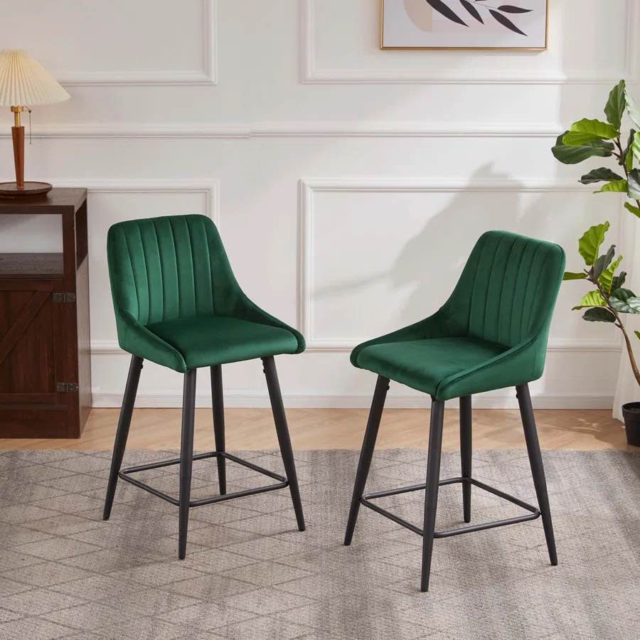 Scheel 24" Counter Stool (Set of 2) green velvet (similar to stock image)