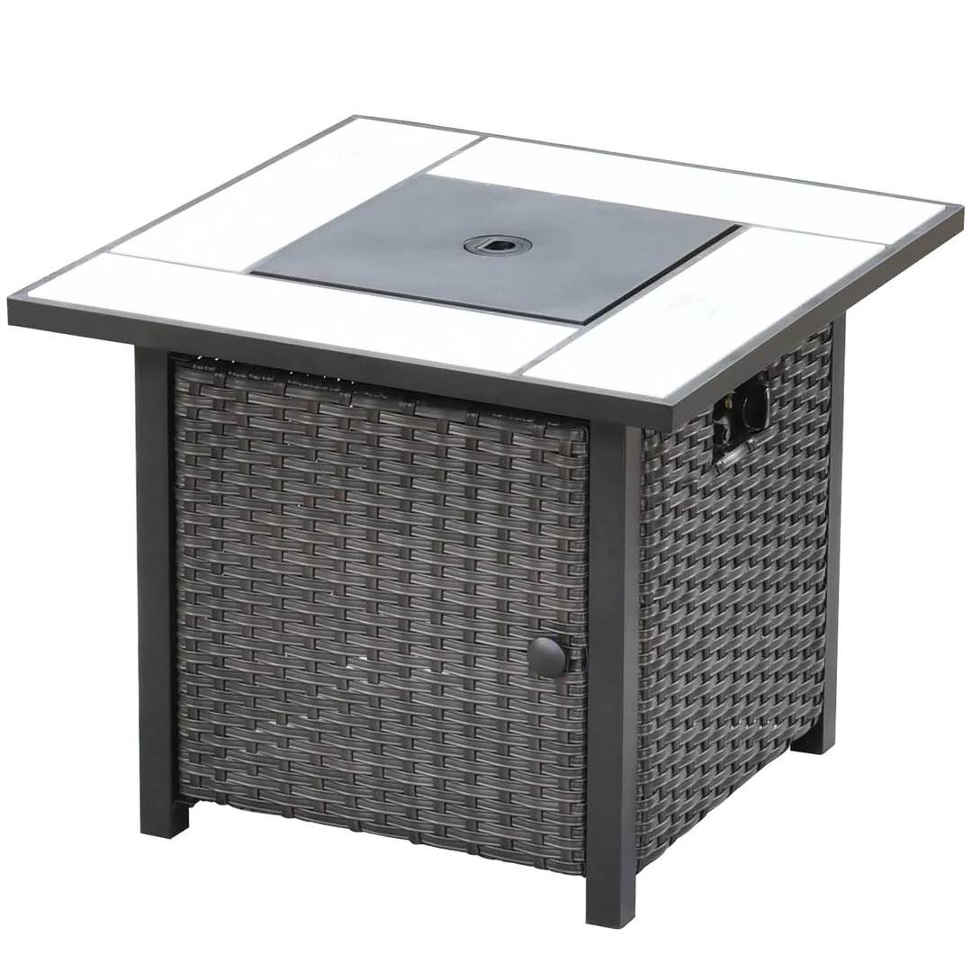 Ovios Patio Aluminum Propane Outdoor 30'' Fire Pit Table with Lid brown