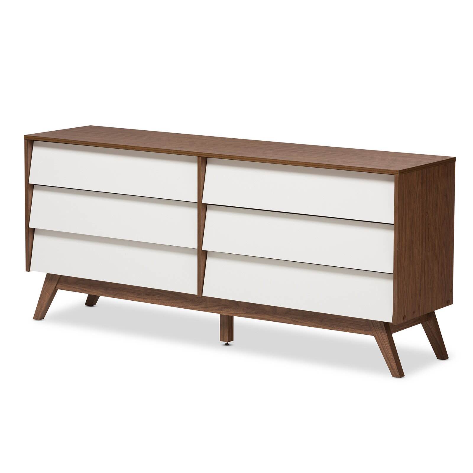 Baxton Studio Hildon 6-Drawer Storage Dresser white/walnut (box 2 of 2)