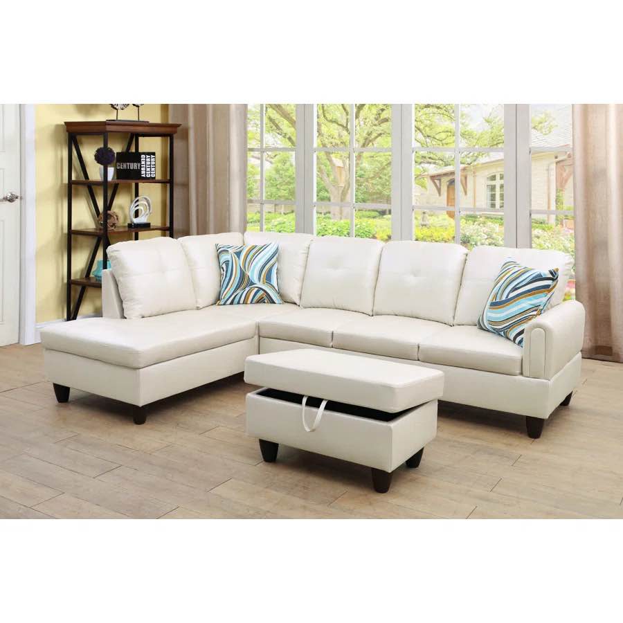 life style Vegan Leather Sectional ivory (chaise only, similar to stock image)
