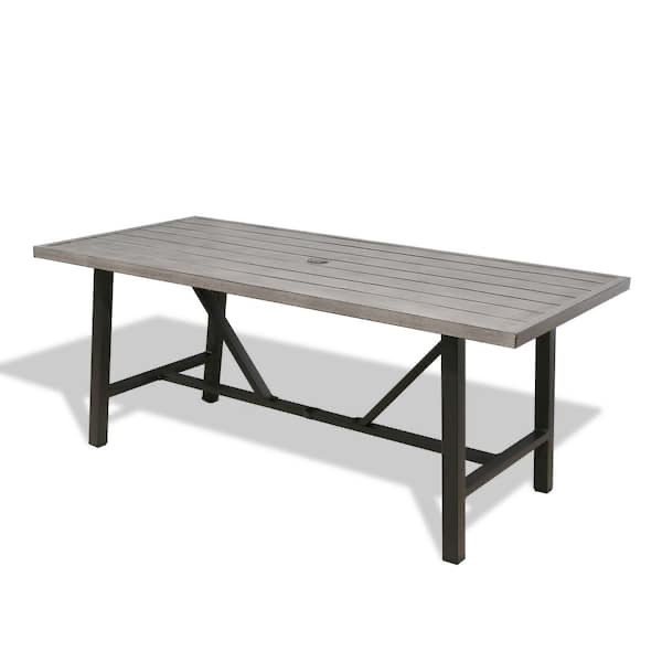 U Lax 970325 Rectangular Metal Outdoor Dining Table with Umbrella Hole (table top only