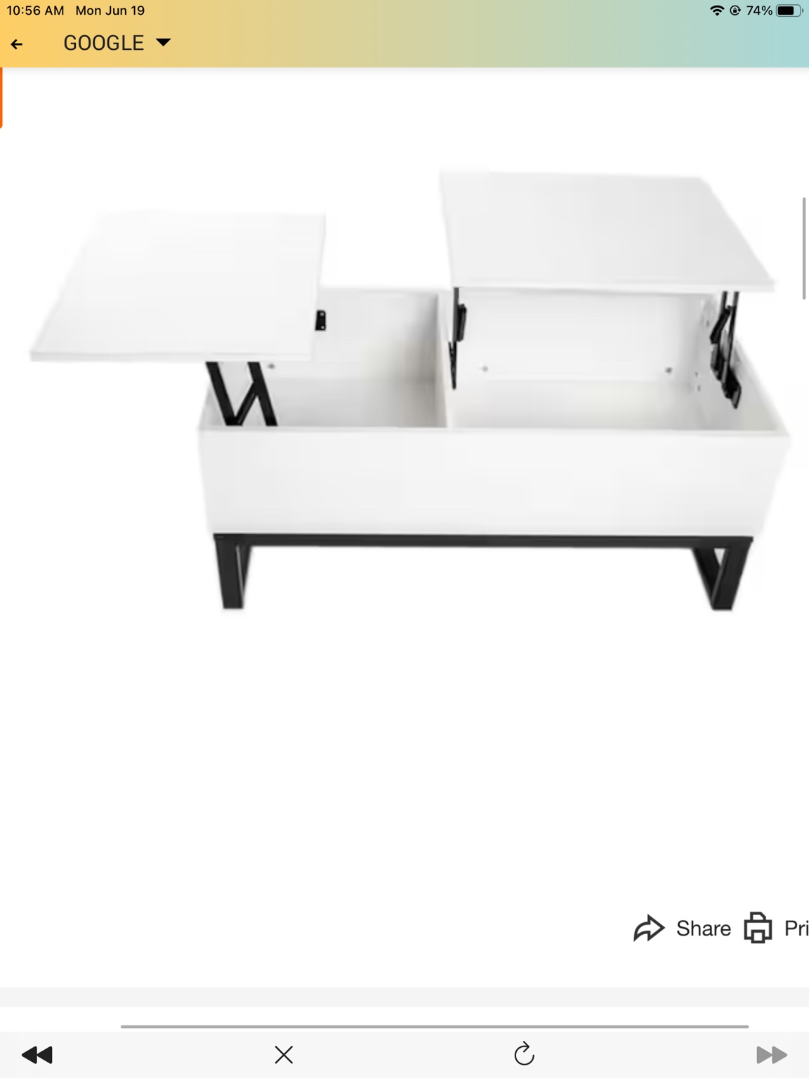 41.3 in. White Rectangle Wood Double Lift Top Coffee Table white marble finish (similar to stock image)