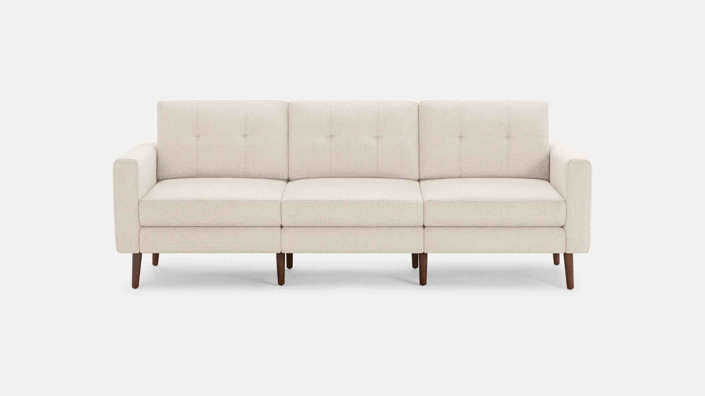 Burrow furniture 3 piece Block Nomad Sofa ivory (incomplete, 3 armless chairs, 2 block arms, assorted cushions)