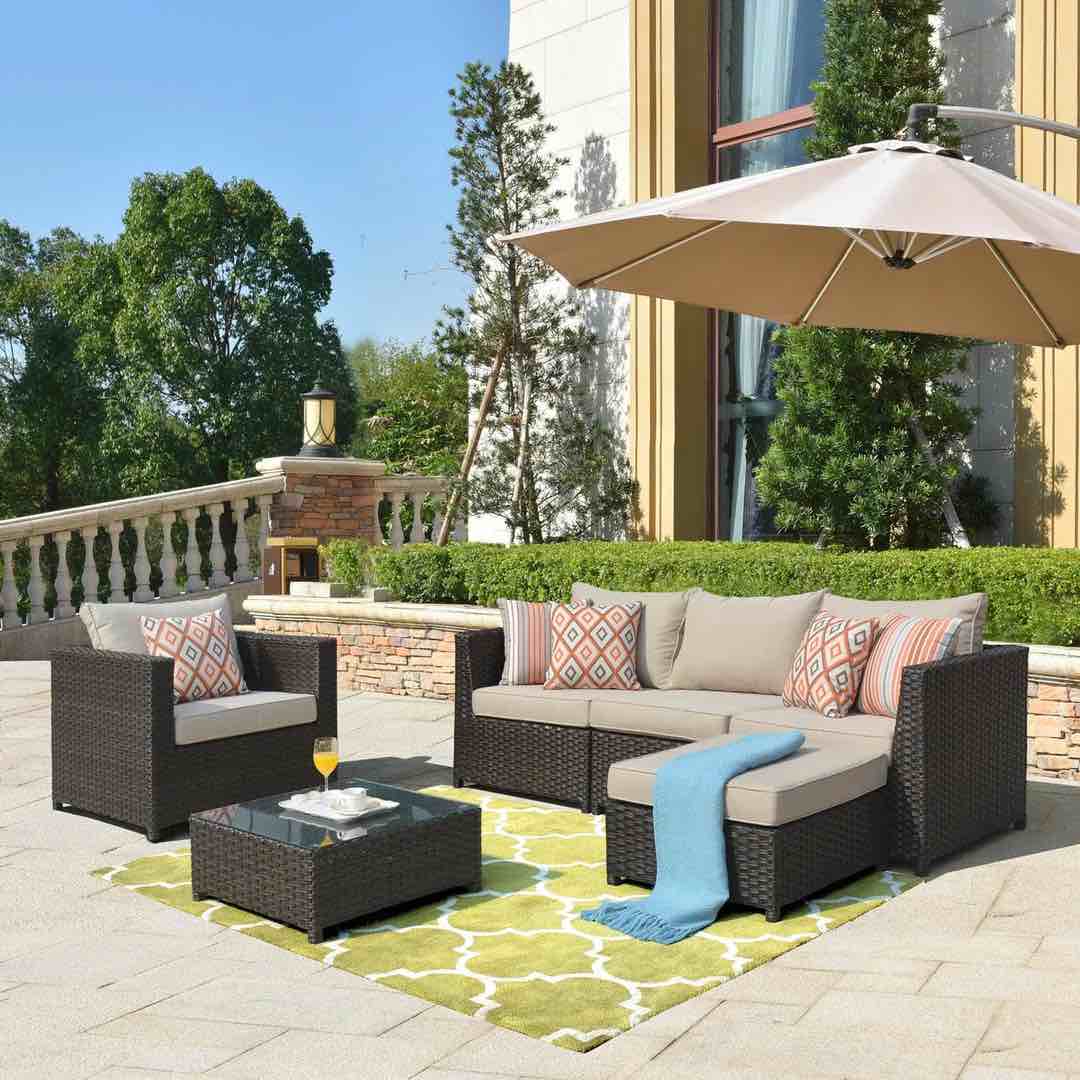 Ovios Patio Furniture Set Bigger Size 6-Piece, King Series (incomplete, box 1 of 2, tea table and two corner chair pieces only)