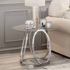 O&K FURNITURE End Table for Living Room, Nightstand for Bedroom, Modern Glass Side Table with Metal Frames for Home&Office, Chrome Finish, 1 PC