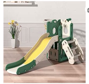(missing boxes) BoxB Only )Kids Slide L-Shaped, Babeelovly Kids Playground Tower Slide Outdoor Playset with Storage Space and Non-Slip Steps,Toddlers Indoor Play Gym with Basketball Hoop,Telescope