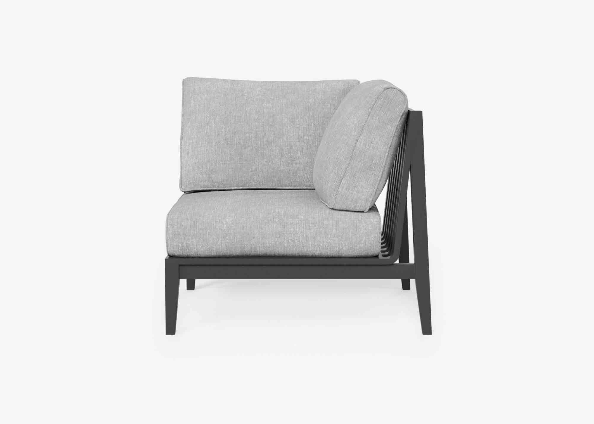Outer Charcoal Aluminum Outdoor Corner Chair - Left