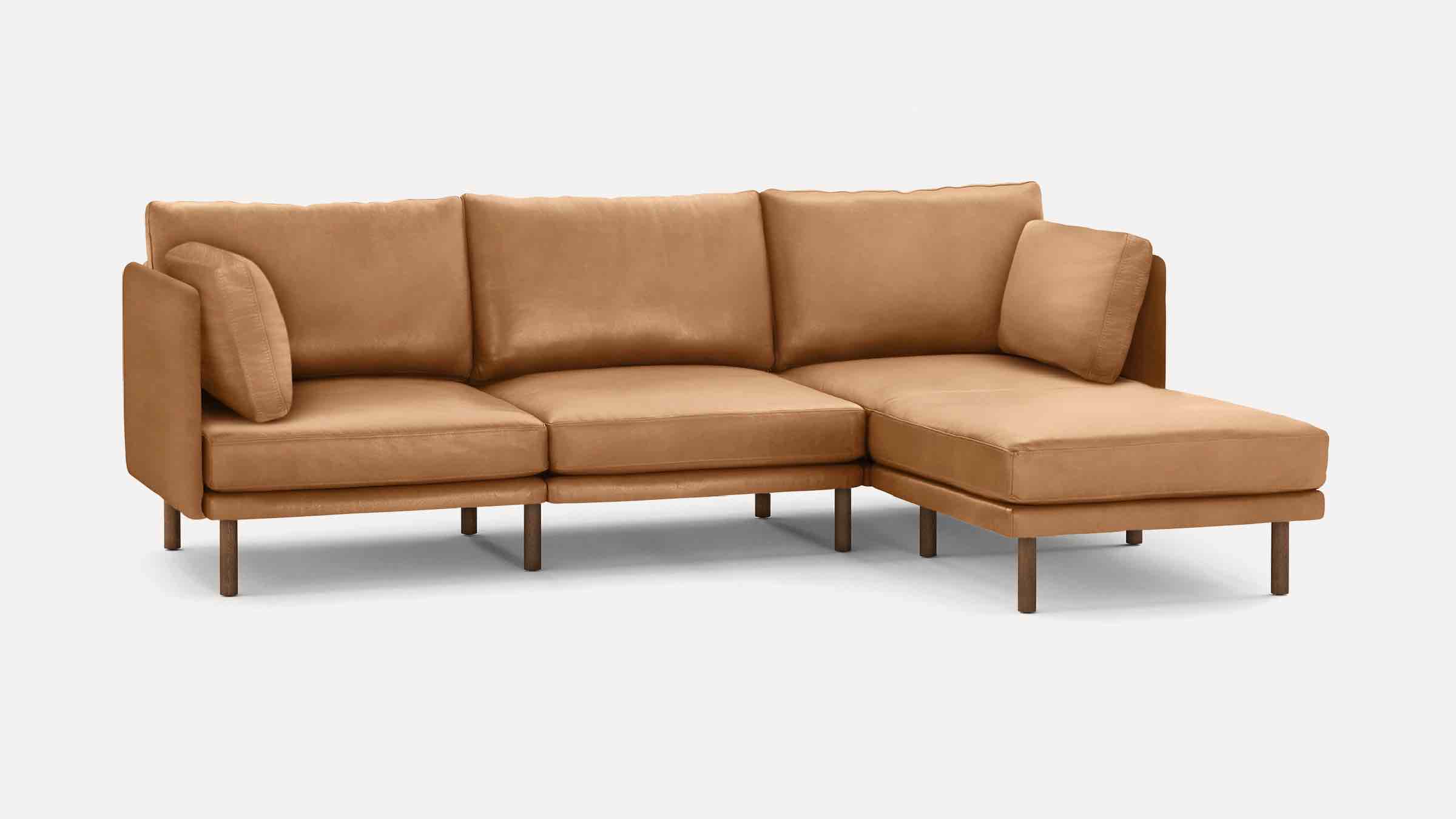 Burrow Field Leather 4-Piece Sectional Lounger (INCOMPLETE SET, CUSHIONS AND PILLOWS ONLY)
