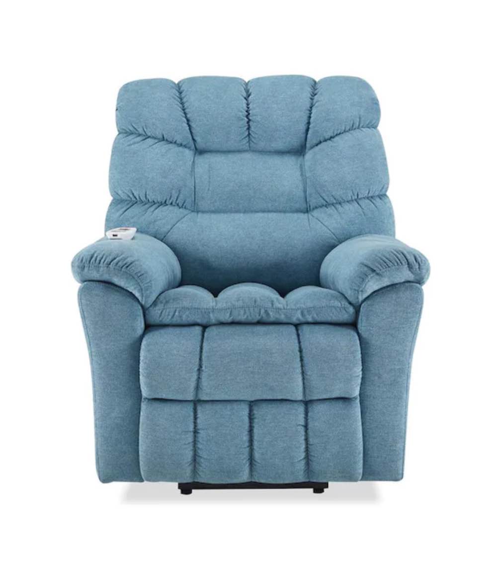 Light Blue Fabric Power Lift Adjustable Massage Chair Recliner for Elderly with Heating System and 4-Massage Point (incomplete, box 1 of 2)