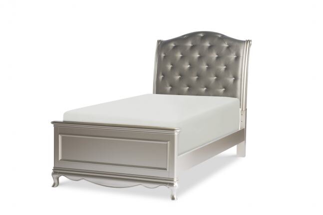 Legacy Classic Vogue Upholstered Sleigh Bed in Metallic Glam (size unknown) (incomplete)