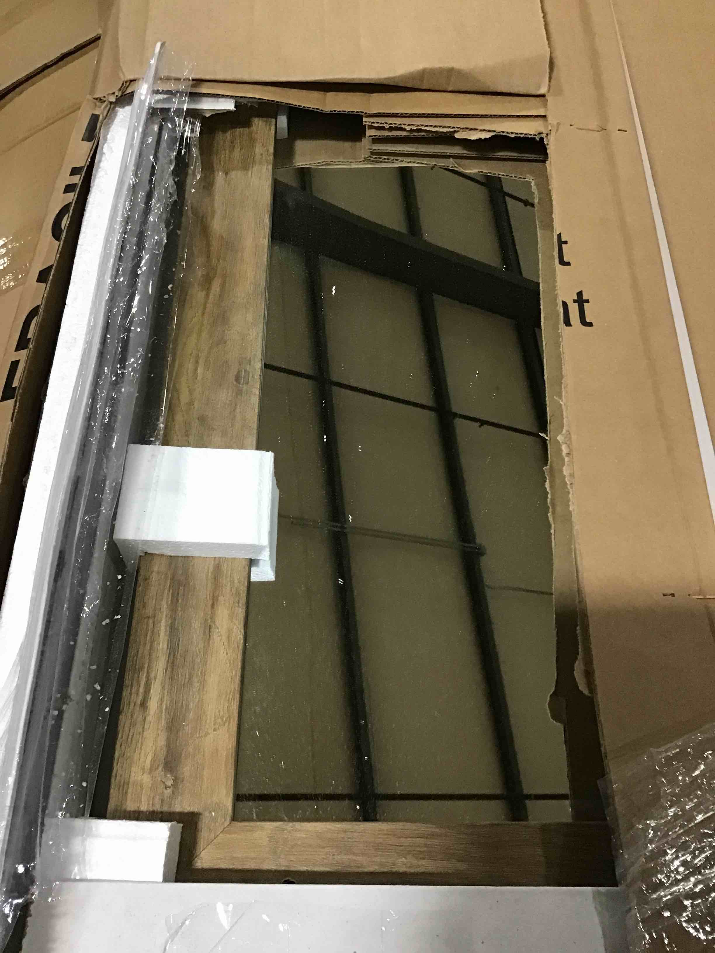 very large natural wood color framed rectangular mirror 