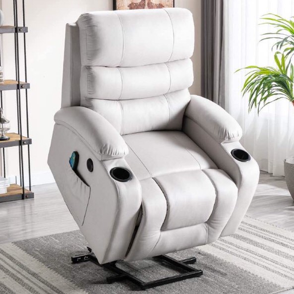 Power Electric Recliner Lift Chair with Massage and Heat for Elderly, with 2 Cup Holders (Incomplete) (box 2/2 only)