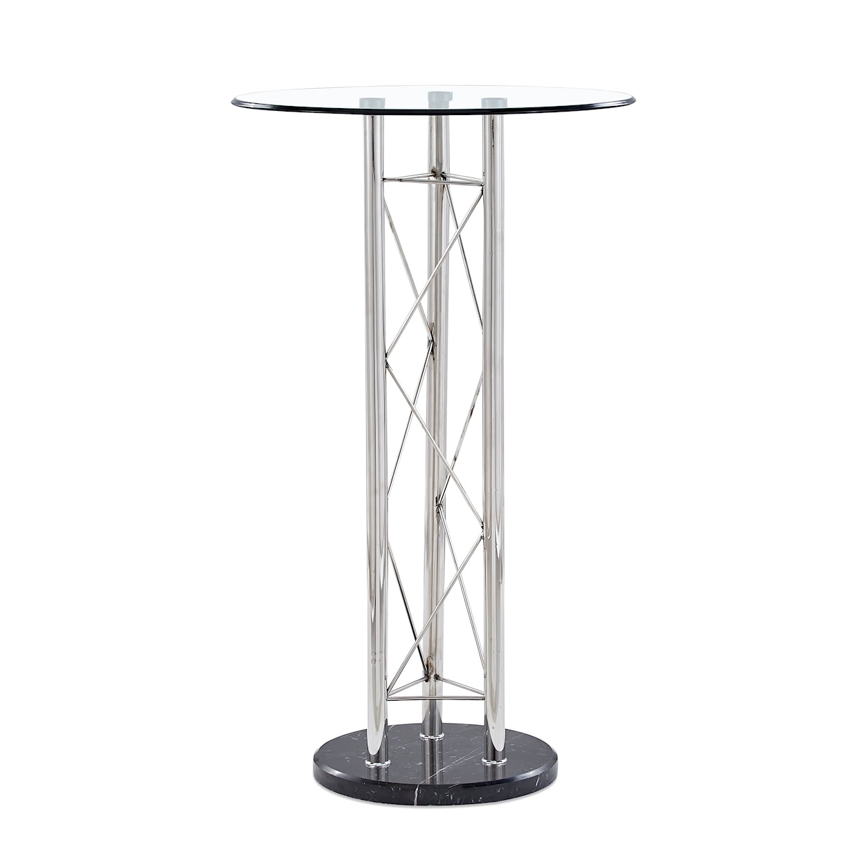 Contemporary Round Bar-Height Table with Glass Top and Marble Base*****(incomplete Top only)(Box 1 of  of 3)