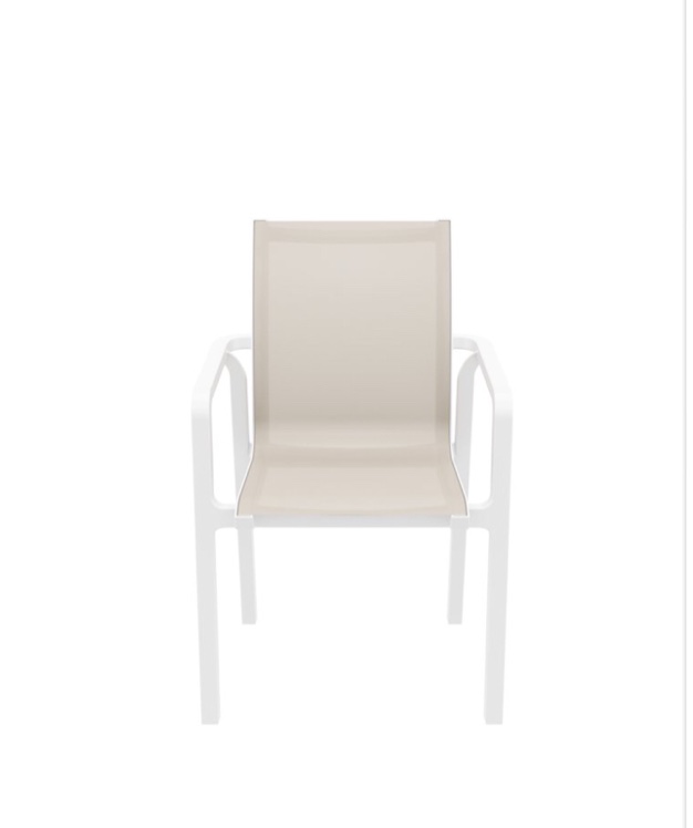 Pacific Sling Arm Chair White Frame Taupe Sling set of 2 