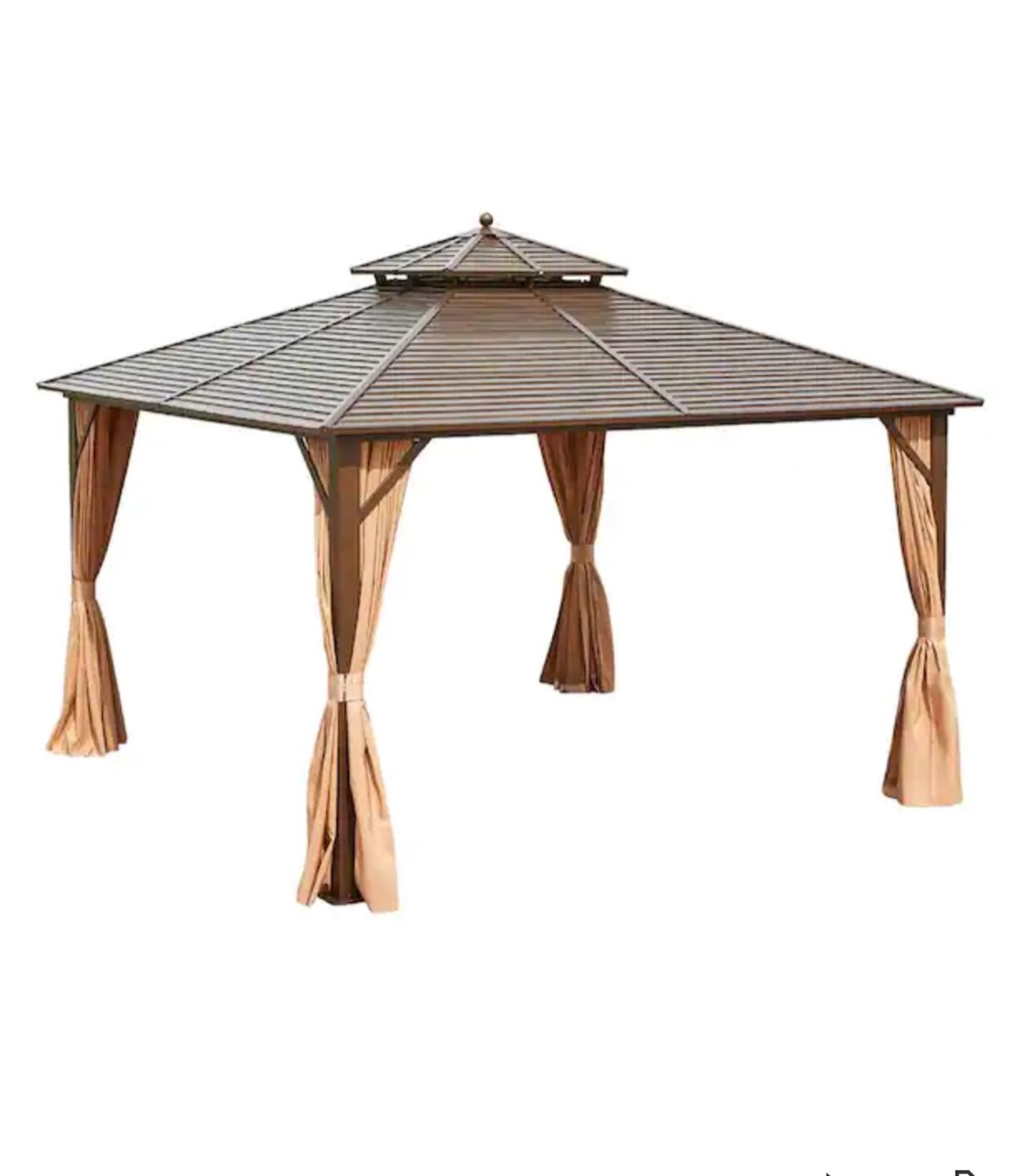 12 ft. x 12 ft. Hardtop Gazebo Galvanized Steel Double Vented Roof Pergolas, Outdoor Canopy with Netting and Curtains (Incomplete) 