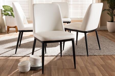 150595-WHITE-4PC-SET Baxton Studio Darcell Modern and Contemporary White Faux Leather Upholstered Dining Chair (Set of 4) (incomplete) base only 