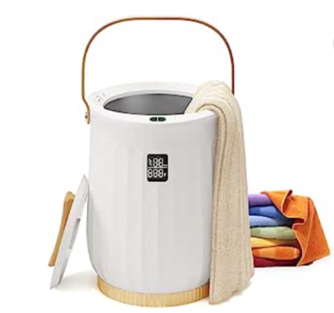 Durimi Luxury Towel Warmer Bucket Style - White Large Towel Heater Portable Spa Towel Warmer for Bathroom - Fragrance System, Children's Lock, Fits Up to Two Oversized Towels Bathrobe, Towel, Blanket