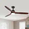 52 in. Indoor Integrated LED Brown Ceiling Fan with Light Fixture and Remote Control