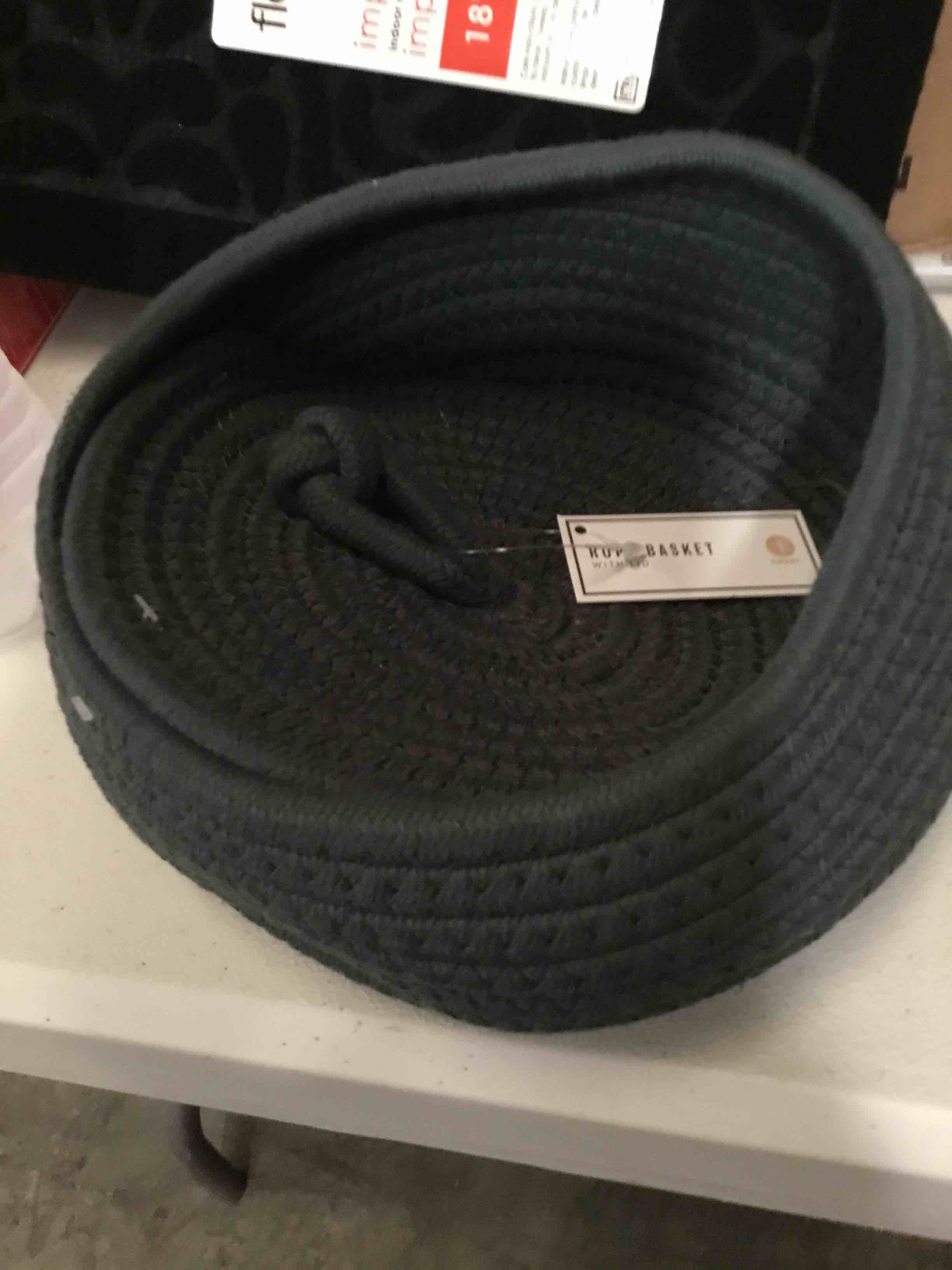 Rope basket with lid dark grey