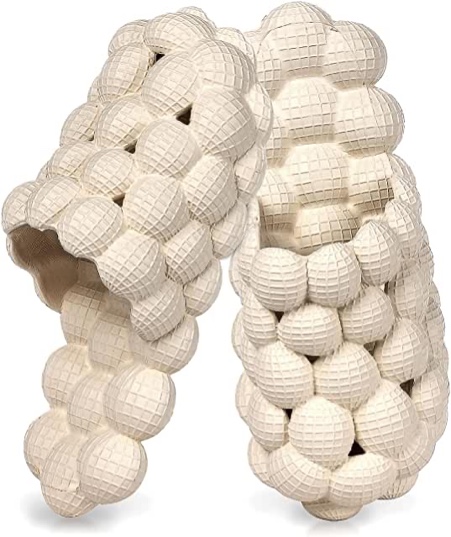 Massage Bubble Slides Slippers, Lychee Non-slip Bath Spa Slippers, Soft Pillow Stress Relief Slide, Reflexology Sandals Beach Slippers for Women Men size 9.5 
