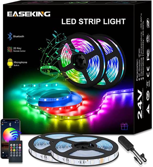 EASEKING 50 ft led rug strip light sinc to music 