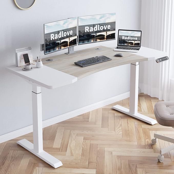 Radlove Dual Motor Height Adjustable Desk, 63x30, White