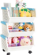 magdesigner kids toy box chest storage bins organizer with wheels 3 pack 