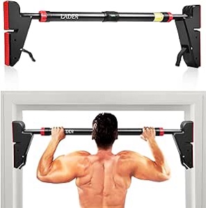 LADER Pull Up Bar for Doorway, Strength Training Pull-Up Bars with No Screw Installation for Home Gym Exercise Fitness with Level Meter, Max Load Bearing 550LBS