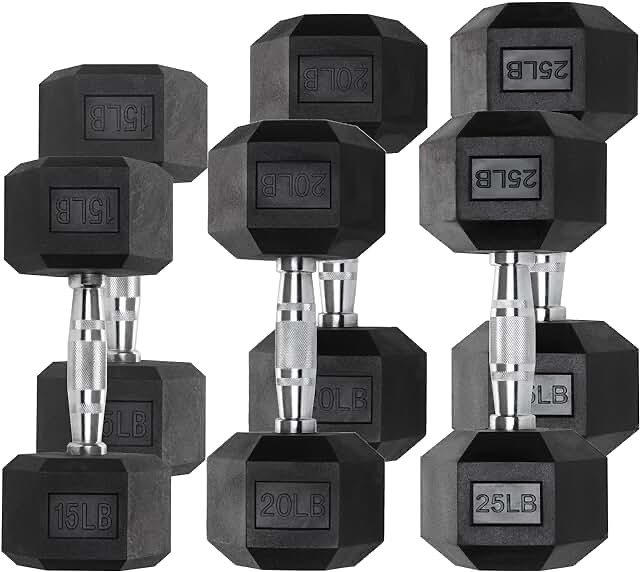 6 Pc Dumbbell Set 20lb 10lb 5lb