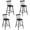 24 in. Black Wood Counter Stools Bar Stools with Slat Back (Set of 4)