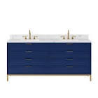  Bristol 60” Carrara White Marble Countertop with Satin Gold Pulls and Knobs Vanity
